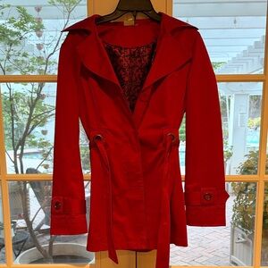 Women’s Red Trench Coat Jacket - Brand Georgiou